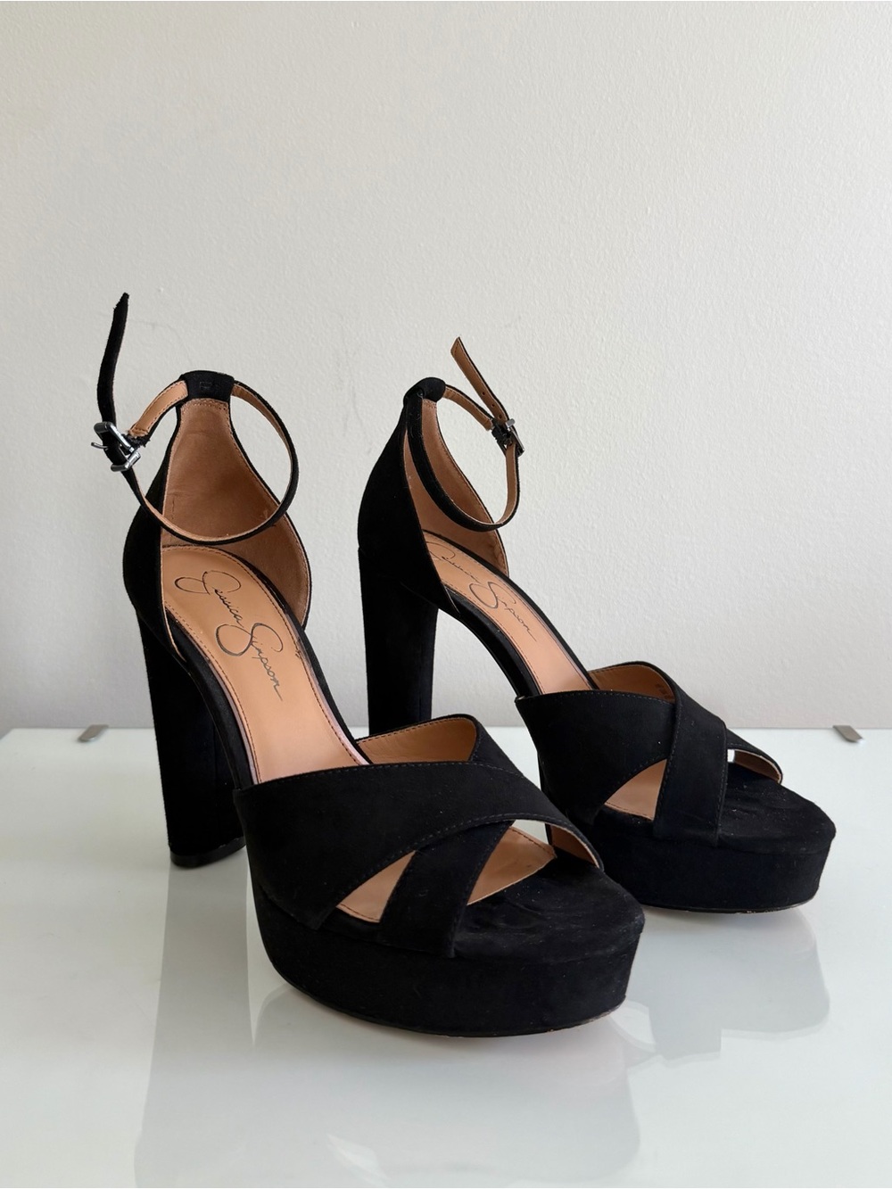 Jessica Simpson Irbella Black Suede Platform Heels Size 9